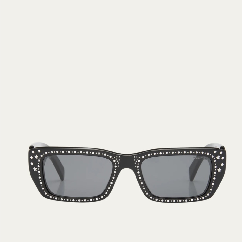 Moncler x Palm Angels Crystal-Encrusted Acetate Rectangle Sunglasses